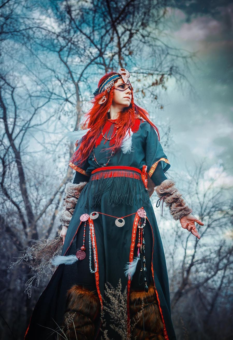 Girls in Slavic costumes underwear in Sarajevo