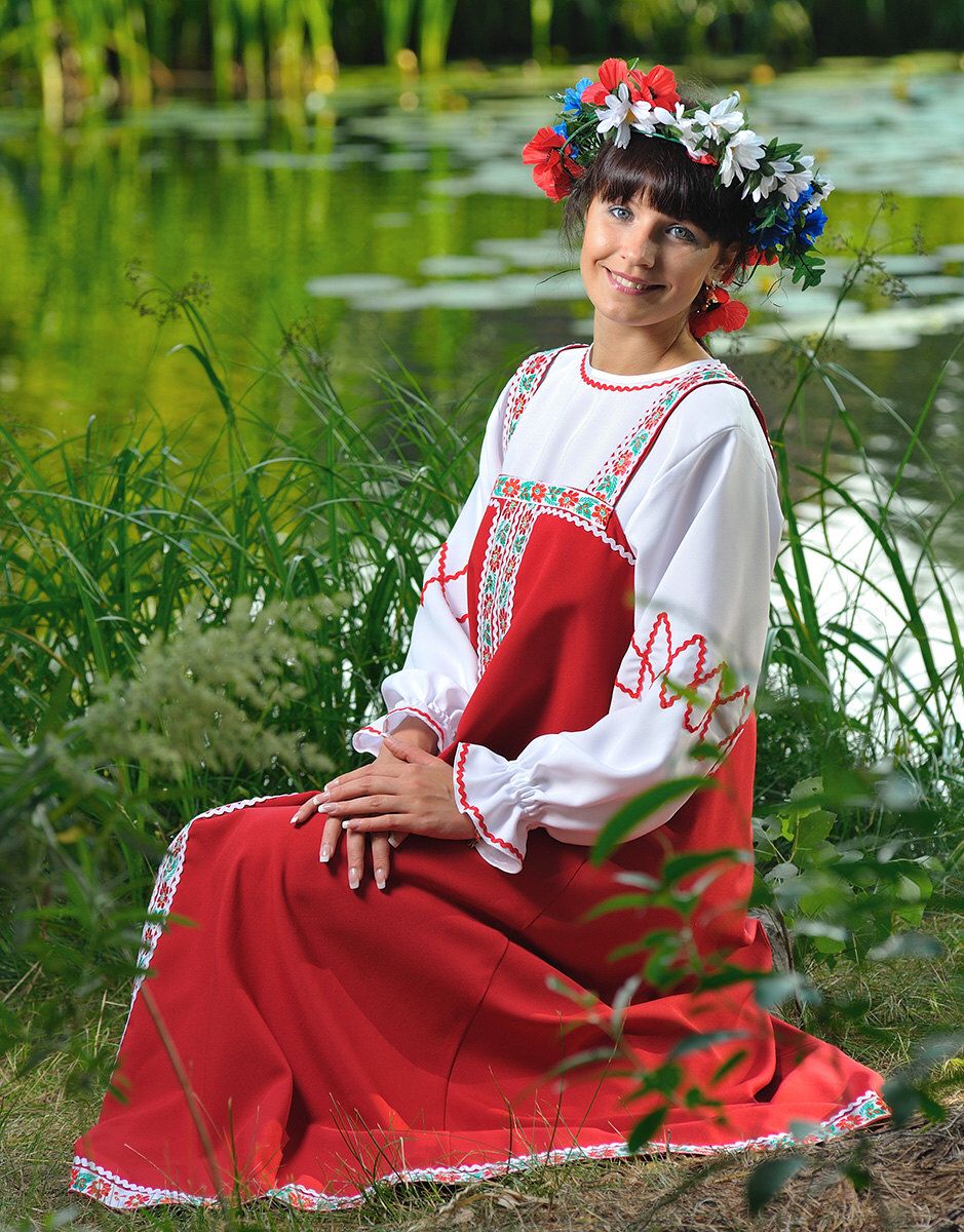 Beautiful girl Girls in Slavic costumes in Sarajevo